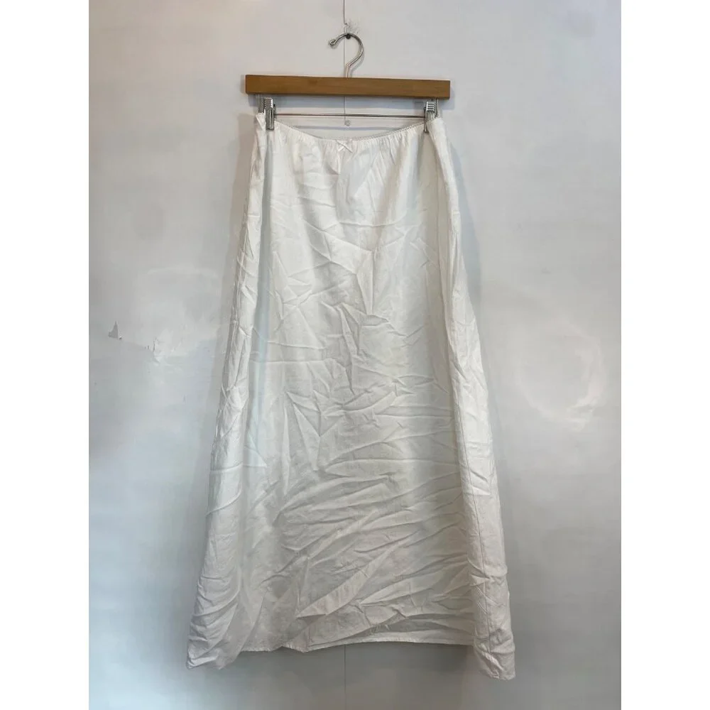 American Eagle Women's White Cotton Maxi Skirt Pull On Elastic Waist Size XL - Picture 1 of 4